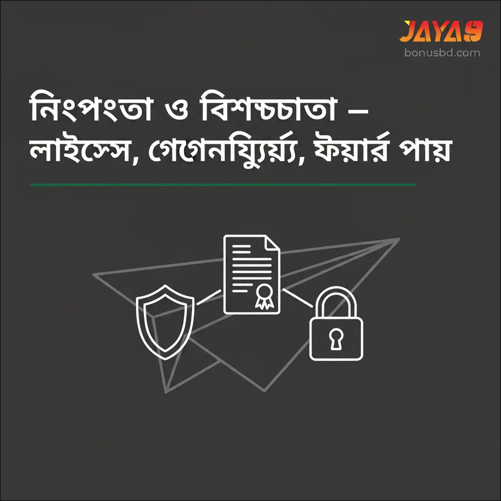নিরাপত্তা ও বিশ্বস্ততা — লাইসেন্স, গোপনীয়তা, ফেয়ার প্লে